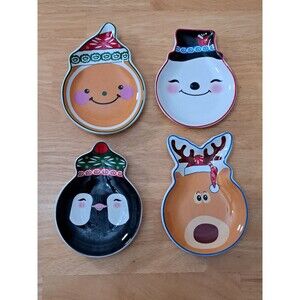 4 Temptations Holiday Spoon Rest Trinket Dishes Snowman Penguin Reindeer + 1